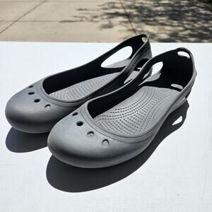 Crocs Kadee Ballet Flats Slip On Shoes Black Women's Size 10 Mary Jane Gray